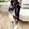 Summer Ladies Geometric Pattern Print Sweatpants Loose Fit Drawstring Joggers Elastic Cuff Daily Casual Pants