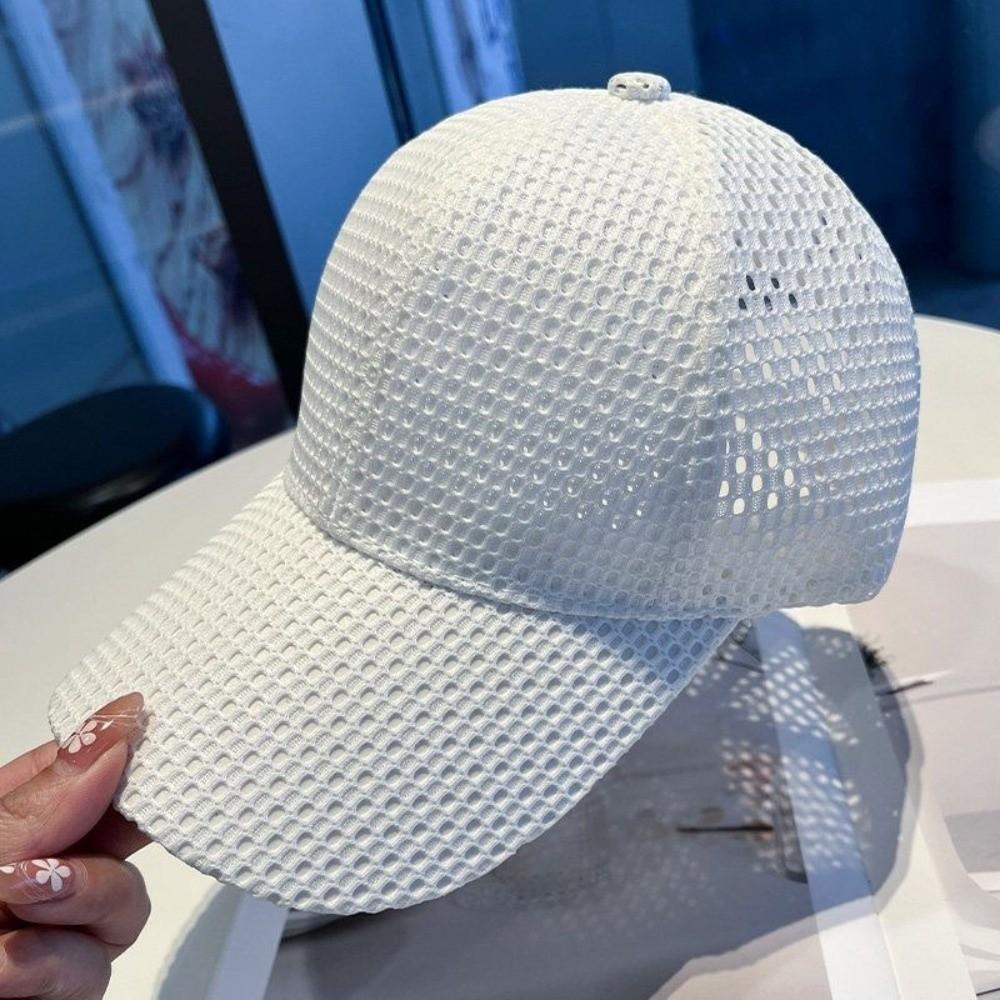 Casual Wide Brim Mesh Baseball Cap Adjustable Breathable Peaked Cap Quick-drying Trucker Cap Unisex белый