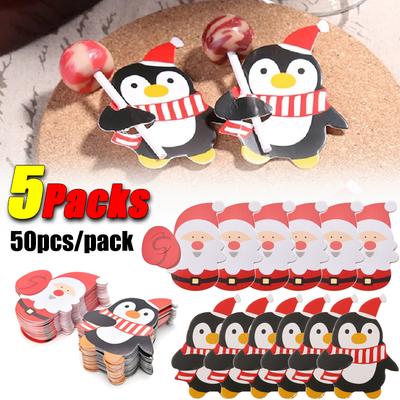 5 Paquets Emballage Cadeau Bonbons de Noël Sucette de Noël Porte-Carte en Papier Père Noël Pingouin Emballage Cadeau Bonbons Fournitures de Fête du Nouvel An
