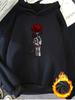 1pc Fashionable Women's Autumn/Winter Warm Hooded Sweatshirt Elegant and Beautiful Y2K Style with Hand-Holding Rose Skull Design D