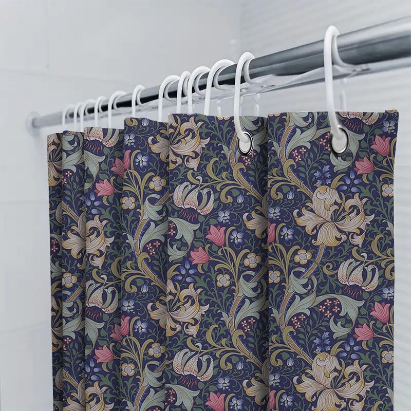 Floral Shower Curtain Blue, Pink White Design For Bathrooms Decor 3D Printed Waterproof Fabric Shower Panels (72X84Inches)