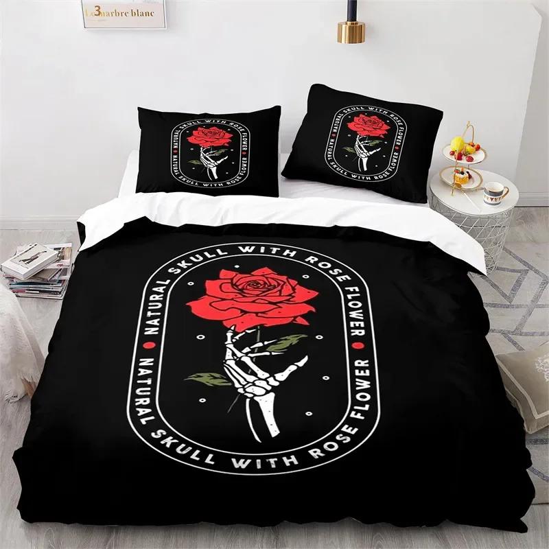 Rose Floral Duvet Cover Romantic Bedding Set Microfiber King Quilt Cover For Girl Adult Teen Wedding Valentine's Day Room Decor