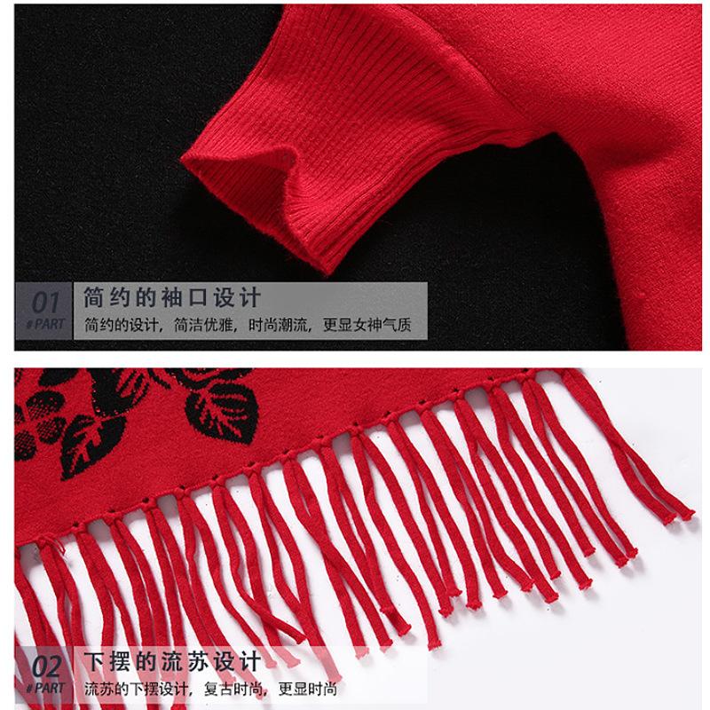 Podzimní třásňový žakárový šál Cheongsam pro ženy, zimní květinový teplý šál s rukávy
