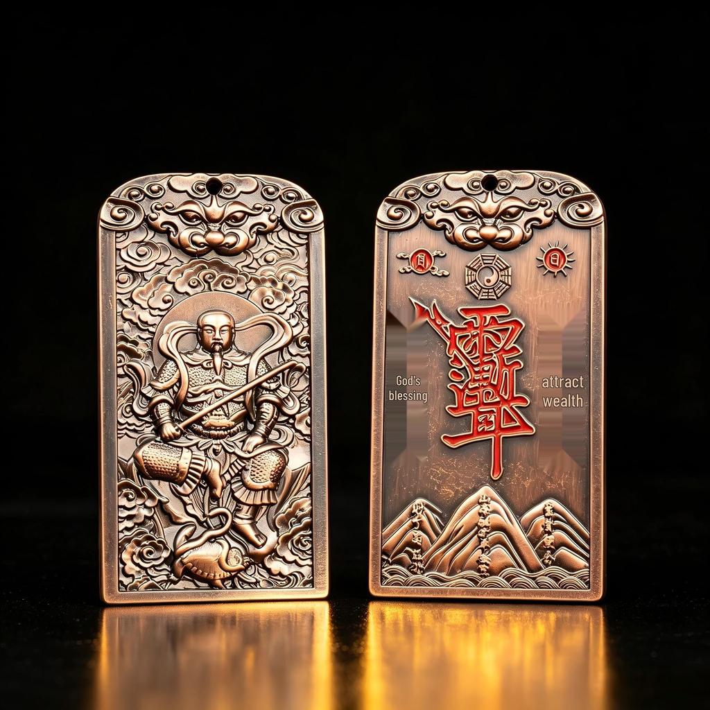 Bronze Taoist Peace Pendant: True Martial Emperor Xuan Tian, Heavenly Blessings & Five Thunder Command Keychain
