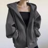 New Hooded Jacket American Autumn Winter Velvet Thickened Sweatshirt Cardigan Coat Women's Top