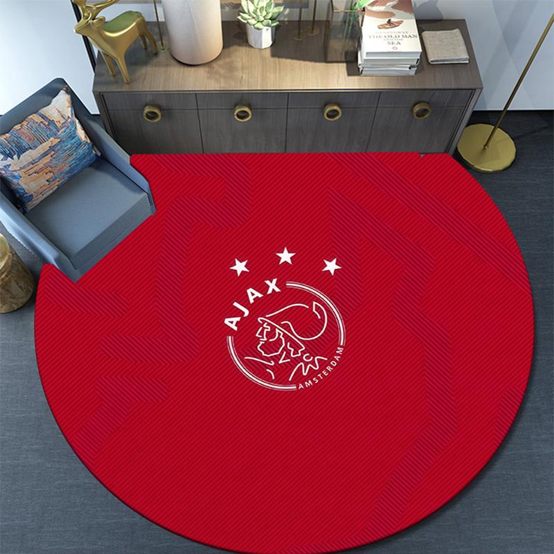 Amsterdamsche Football Club Ajax Round Area Rug,Carpet Rug for Living Room Bedroom Sofa Playroom Decor,Non-slip Floor Mat