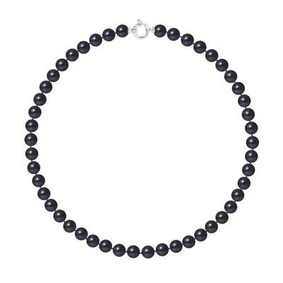 Necklace - - AAA+ Freshwater Cultured Pearl - Black - 8-9 Mm - 925 Silver