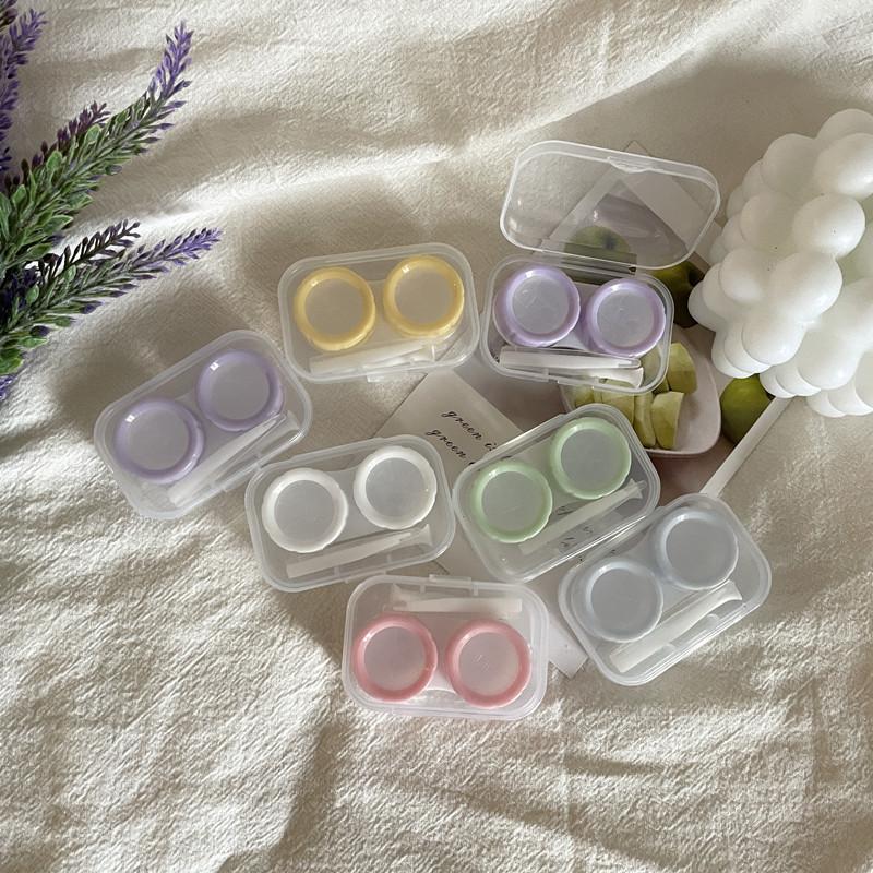 Contact Lens Holder with Tweezers Compact Transparent Plastic Case for Safe Hygienic Storage Anywhere