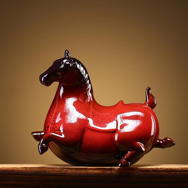 Chinesische Retro Handgefertigte Keramik Tierstatue Pferd Simulation Tier Moderne Heimdeko Zubehör Ornamente Dekor
