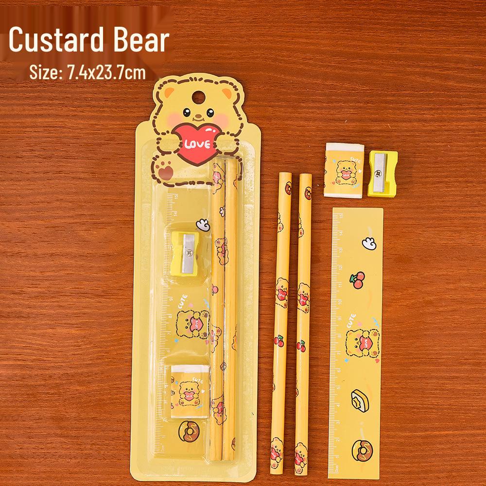 Children s Cartoon Pencil Set: 5-Piece Cute Stationery for Holiday Gifts & Kindergarten Prizes 5-Piece Set