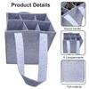 Portable Felt Wine Carrier Bag for 6 Bottles with Divider, Reusable Wine Tote with Handle, Grey Wine Bottle Holder for Travel