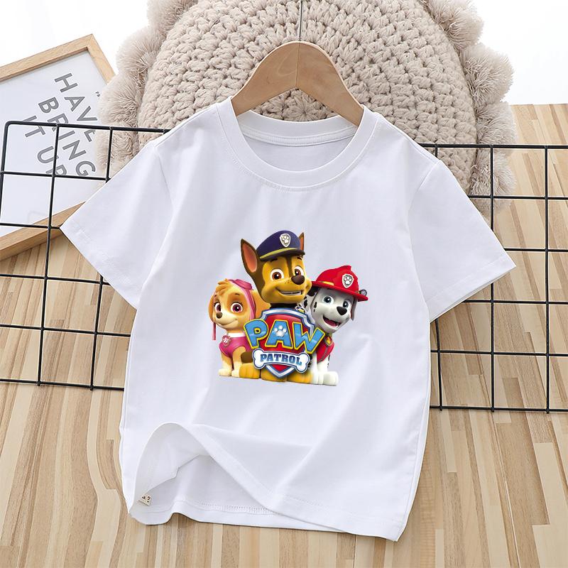 Paw Patrol Children's Short-Sleeve T-Shirt Cartoon Print Pullover Boys and Girls Summer Breathable Casual Top