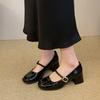 New Style Silver Sexy Women's Chunky Heels Shoes Fashion Summer Outdoor Banquet High Heels Round Toe Mary Jane Shoes High Heels