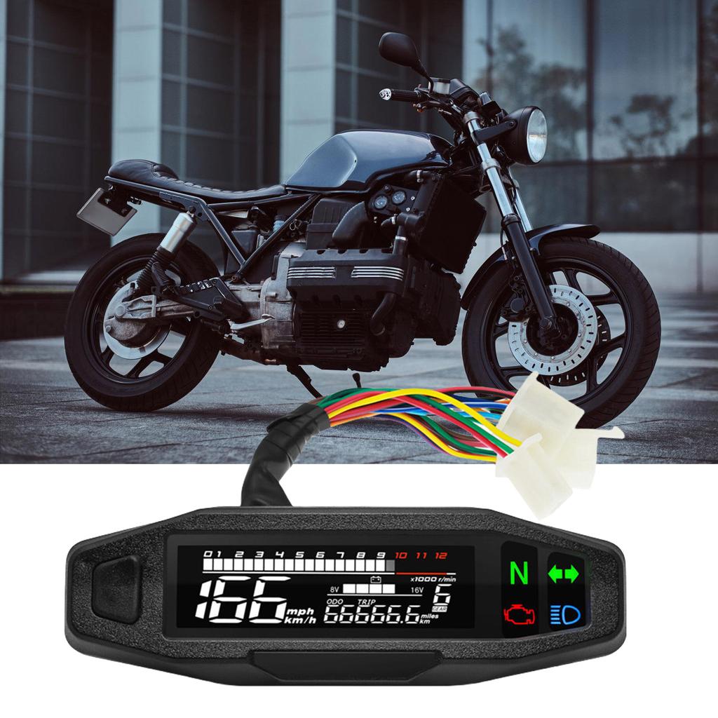 Universeller Motorrad Digitaltacho LCD-Anzeige Vergaser Kilometerzähler Sensoren für die meisten Motorradmodelle
