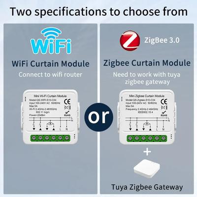 Módulo Controlador de Interruptor de Cortina Inteligente Tuya WiFi ZigBee Motor para Persianas Rolantes App Smart Life Alexa Google Home AC100-240V