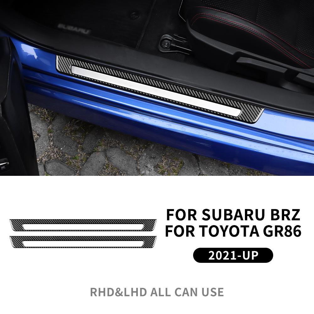 Real Carbon Fiber Sticker For Subaru BRZ Toyota GR86   Threshold Strip Door Sill Strip Protector Trim Accessories