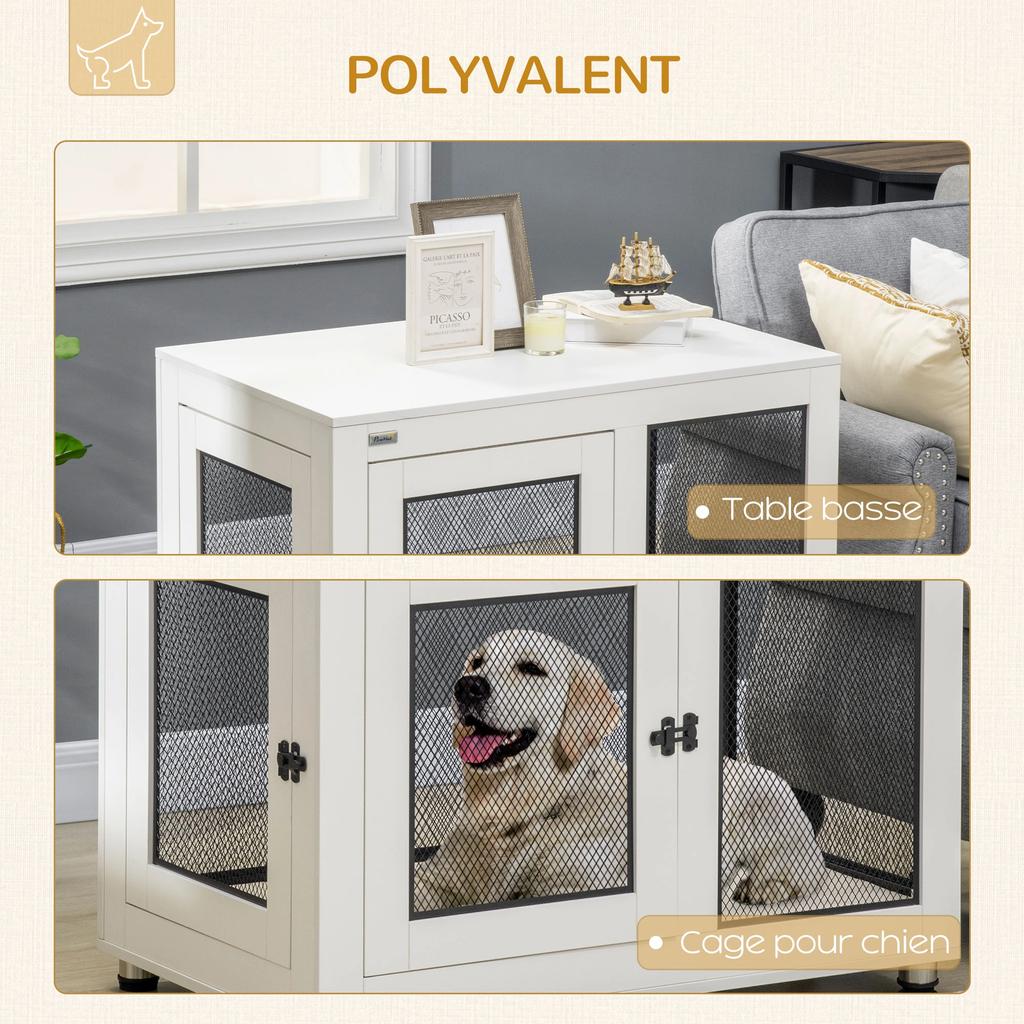 PawHut Hundekäfig freistehender Hundekäfig mit abnehmbarem Kissen schwarz und weiß Stahl - 94 x 60 x 71,5 cm