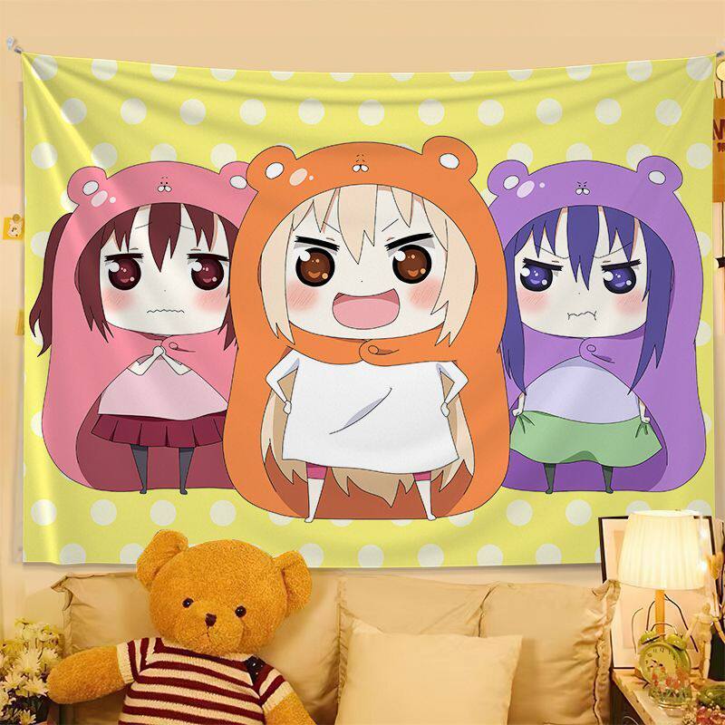 Cute Anime Print Tapestry Wall Hanging Anime Poster Bedroom Backdrop Wall Art Dorm Home Decor