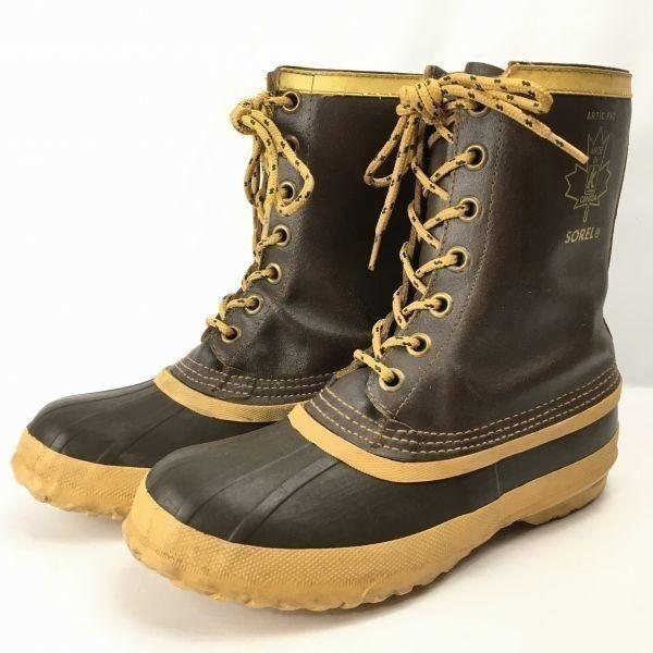SOREL Kaufman Vintage Canada Snow Boots Lined Dark Brown size 7 25.0(USED)