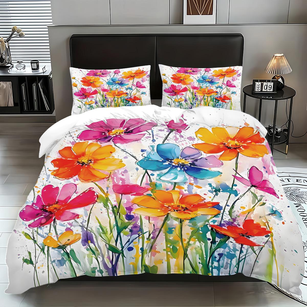 Flower Home Textiles Three-Piece Butterfly 3D Digital Printing Quilt Set Bedroom Bedding Set 135x200