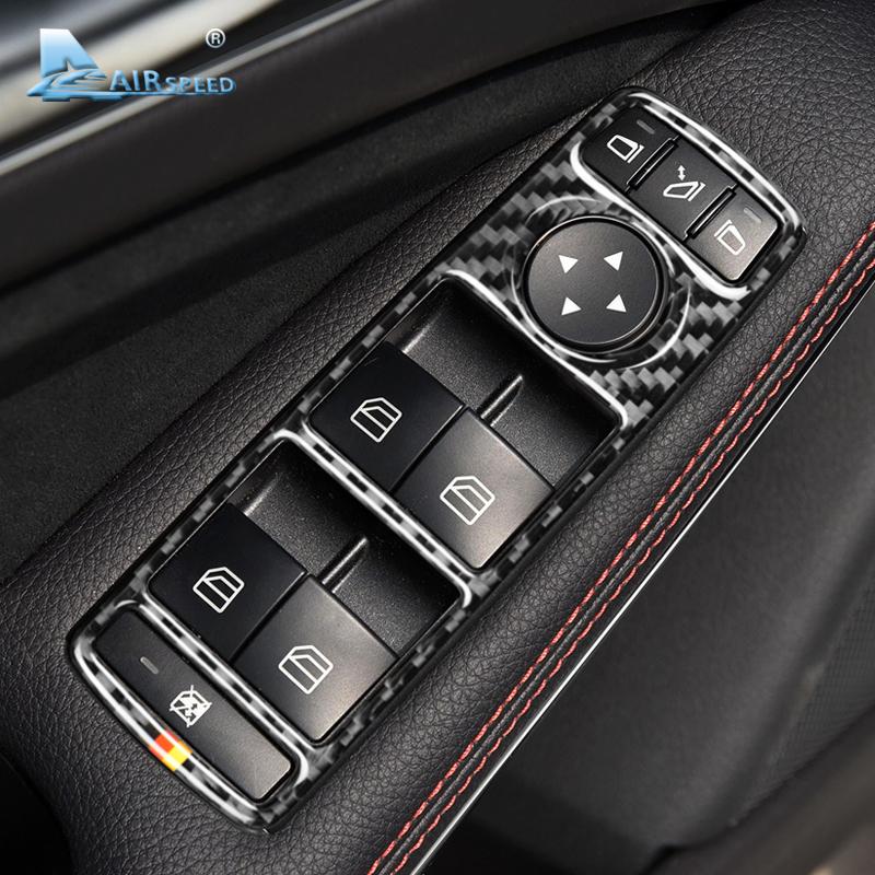 Real Carbon Fiber Car Window Switch Trim Cover For Mercedes Benz W204 GLA X156 CLA C117 A W176 B W246 Class W212 W218 X204
