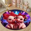 Chic Round Floral Multicolor Rug Mat, Non-Slip Floor Mat for Office