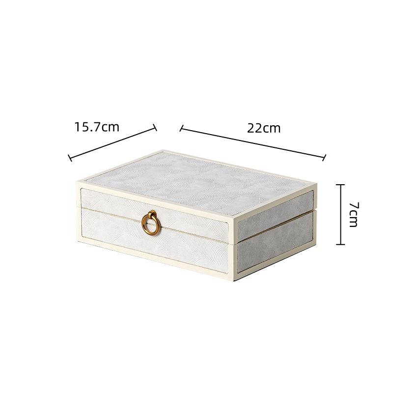 

White Leather Storage Box Pull-out Decorative Box Jewelry Storage Container Rectangular Flip Cover Storage Tank Home Decoration