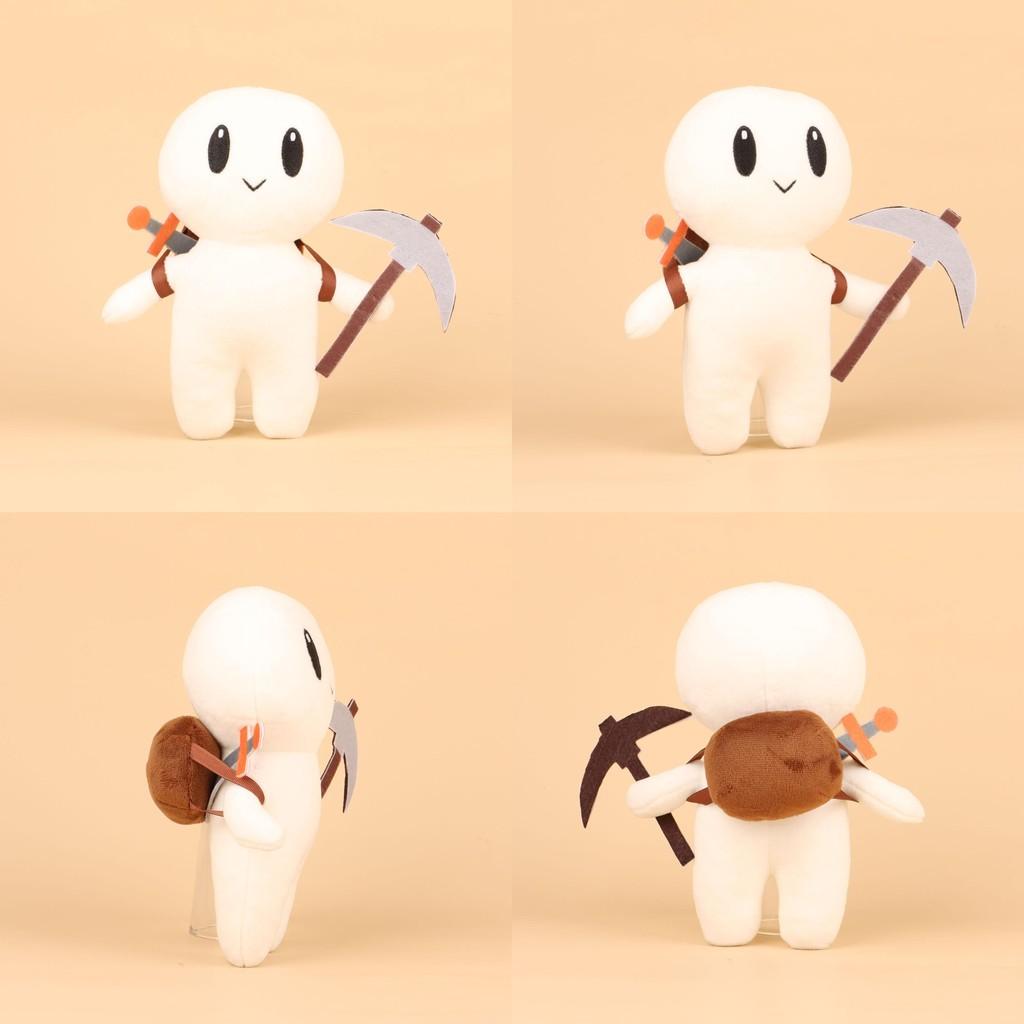 White Forager Square Man With Sickle Plush Toy Game Stuffed Doll 20cm Decoration