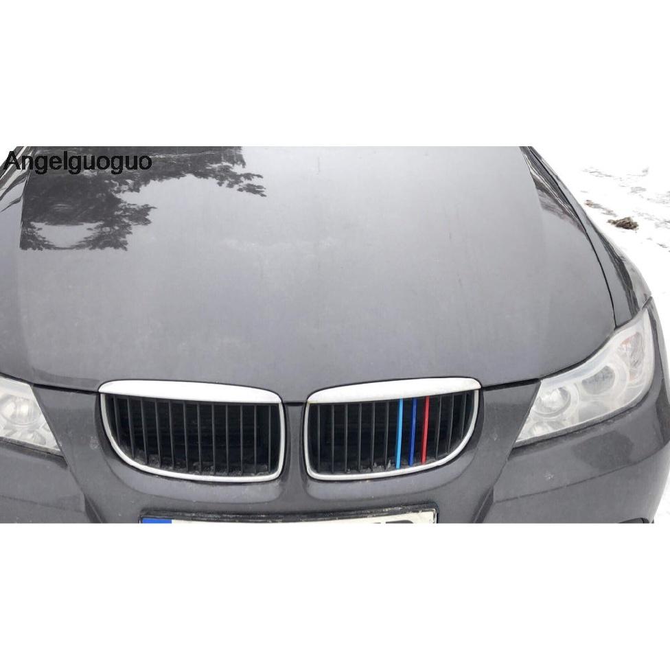 For 2005-2008 BMW 3 Series E90 E91 320 325 330 335 3D M Front Grille Trim Strips Grill Cover Motorsport
