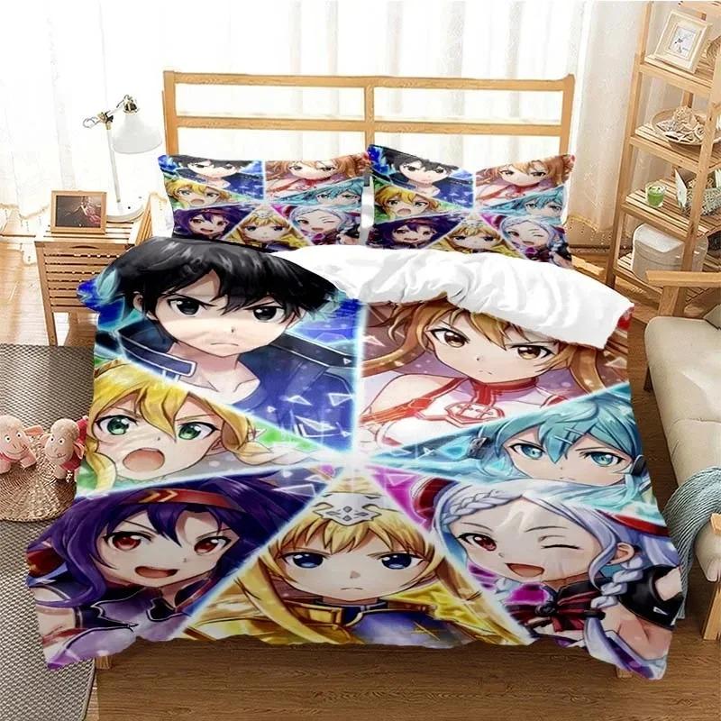 Cartoon Asuna Sword Art Online Duvet Cover Sets Pillowcase Bedding Set Kids Children Gift Girls Single Queen King Size Bed Linen