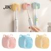 Cute Bear Toothbrush Stand Wall Mounted Holder with Dustproof Flip Cover, Single Hygienic Brush Protector Dispenser Storage Organizer, Drill-free