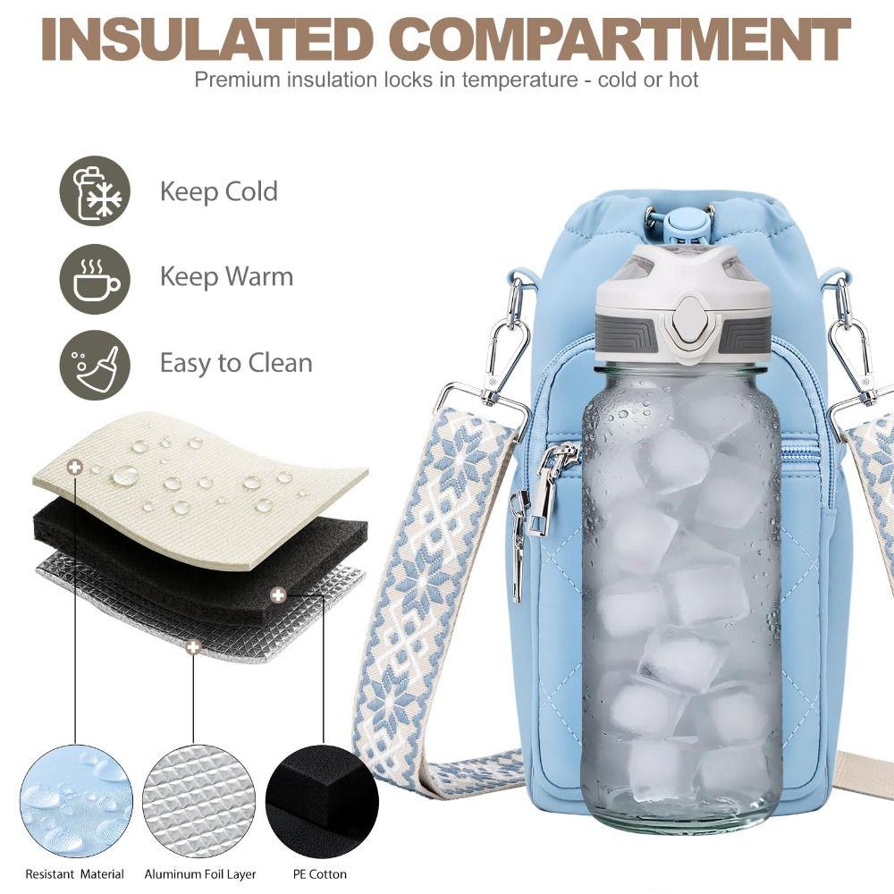 Large Capacity Water Bottle Holder RFID Blocking Mobile Phone Bag New Sling Purses  Gym Accessories