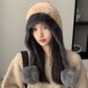 Cartoon cashmere hat, women's autumn and winter thermal straps, knitted ear protector