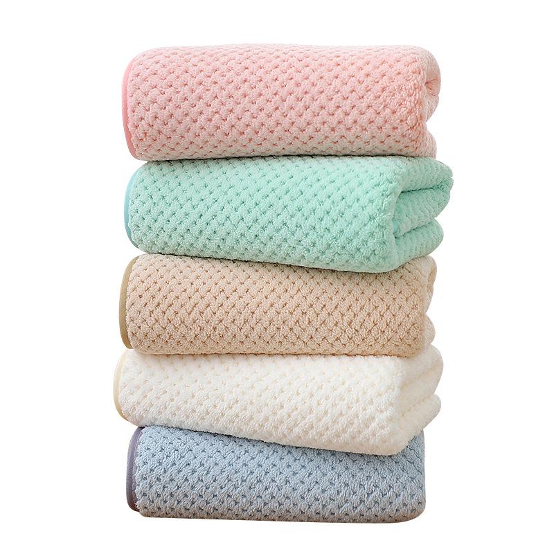 Japanese Coral Fleece Towel Honeycomb Waffle Pineapple Grid Towel Simple Solid Color Soft Skin-friendly Absorbent Cotton Face Towel