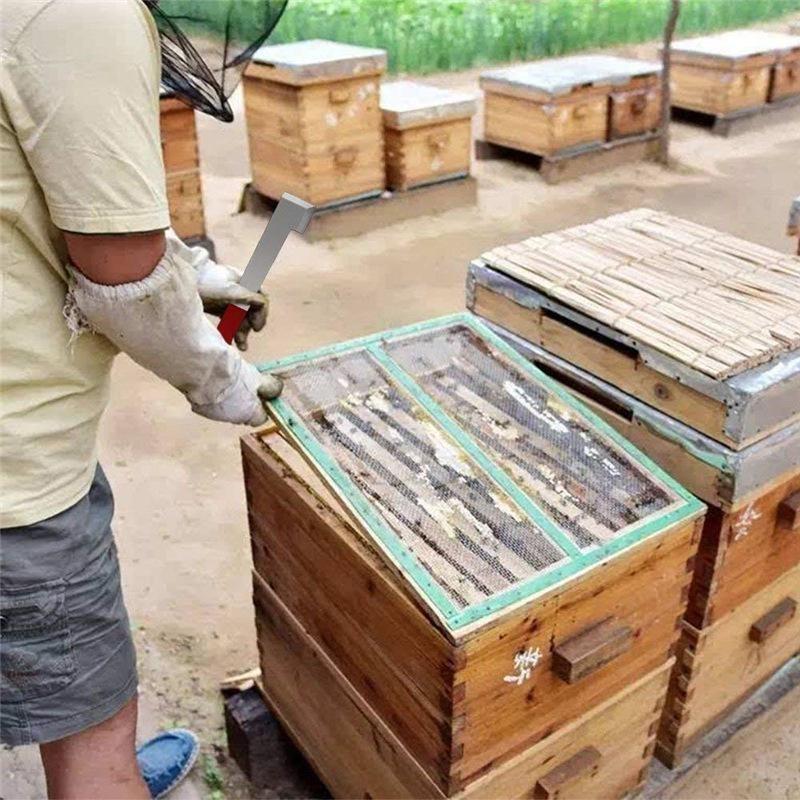 Nový nerezový držák na včelařské nářadí Hák ve tvaru J Červený 27cm Nůž na med Škrabka na úl Včelařské nářadí Včelařské potřeby