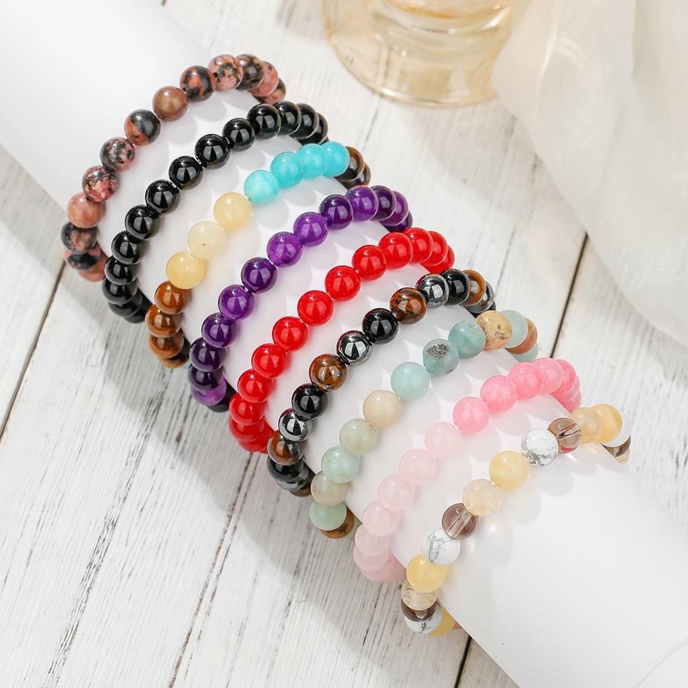 Fashion 8mm Natural Stone Bracelet, Tiger's Eye Stone Powder Crystal Versatile Beaded Bracelet.