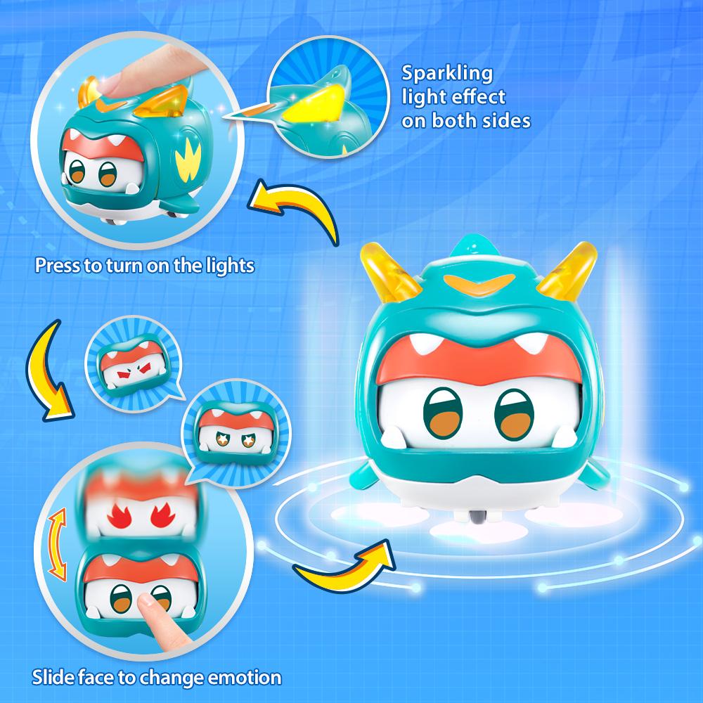 Super Wings Super Pet-Tino Pet Dinosaur With Sparkling Light Slide Face To Change Emotion Stackable Action Figures Kid Toy Gift