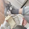 Pair 1 Women Rolled Edge Polka Dot Socks Mid Tube Socks Spring Summer Sweat Absorbing Breathable Sweet Long Socks Female