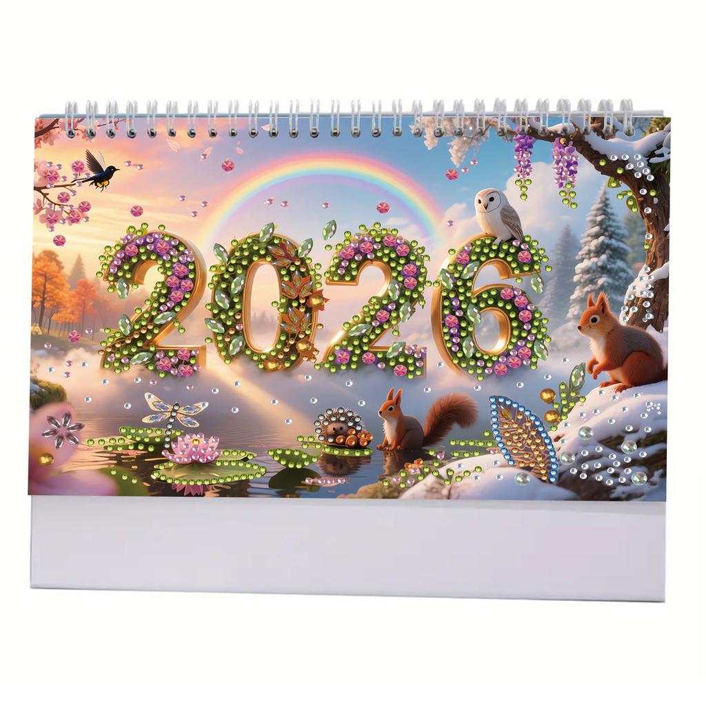 5D/DIY Calendar Diamond Art Paper Desk Calendar Diamond Decorations Calendar Shiny Rhinestones Decor Calendar for New Year Gifts