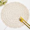 Creative Kitchen Round Placemats PVC Gold Place Mats Washable Flower Leaf Dining Table Mats Party Table Decorative