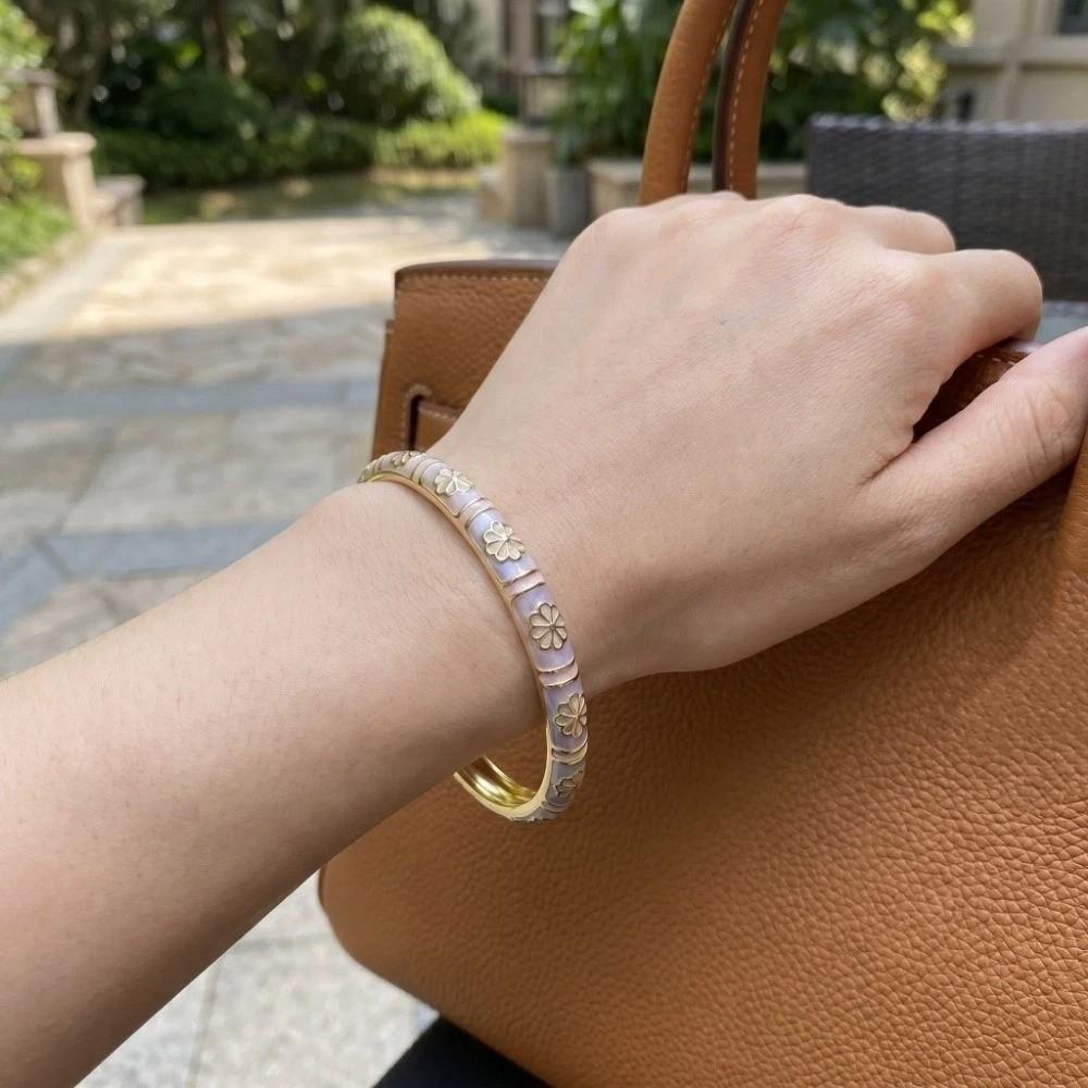 Traditional Flower Bangle Enamel Women's Hand Bracelet Handicraft Vintage Cloisonne Bangle Ladies