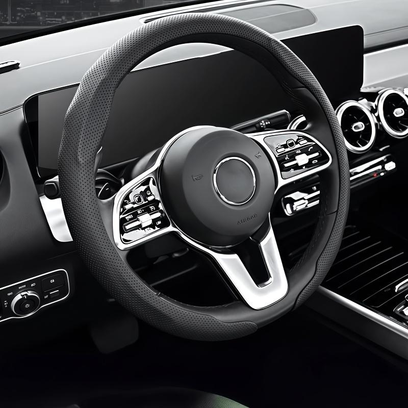 Nappa Ultra-Dünne Schweißabsorbierende PU-Leder Lenkradabdeckung - Anti-Rutsch, Auto-Lenkradabdeckung, Perforierte PU-Nappa-PU-Leder Kartenhalter