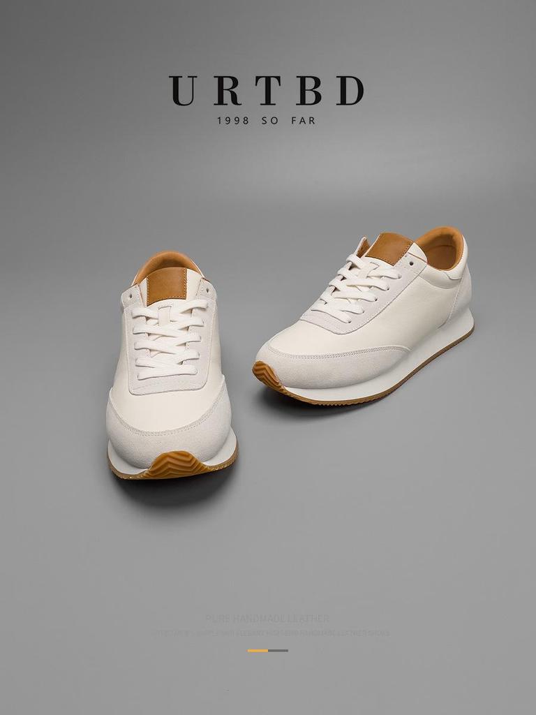 European Luxury Men's Genuine Leather Casual White Shoes - Trendy Summer Forrest Gump Style