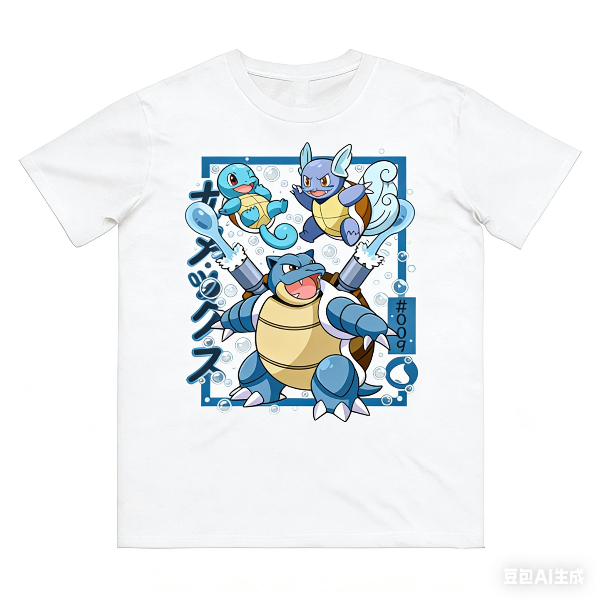 

Pokémon Squirtle Evolution Printed Pure Cotton Tshirt Men and Women SpringSummer New Collection Fashion Short Sleeved Shirt L