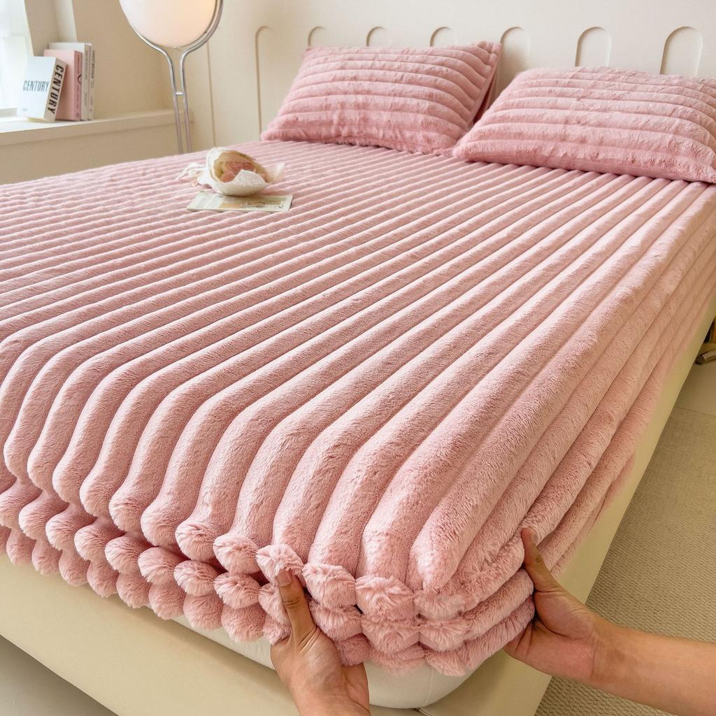 Winter New Imitation Rabbit Velvet Bed Sheet Thickened Warm Anti-slip Bed Sheet Home Bedroom Student Dormitory Bed Sheet