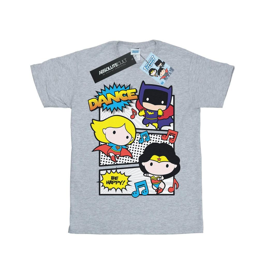 DC Comics Girls Chibi Super Friends Dance Cotton T-Shirt