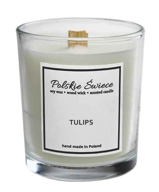 soy candle with wooden wick + TULIPS