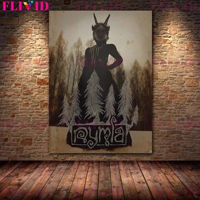 Bloodthirsty Lamb And Snake,Owl Vintage Terrible Animal Wall Art Canvas Painting Owl And Goat Man Abstract Poster Print Decor No Frame