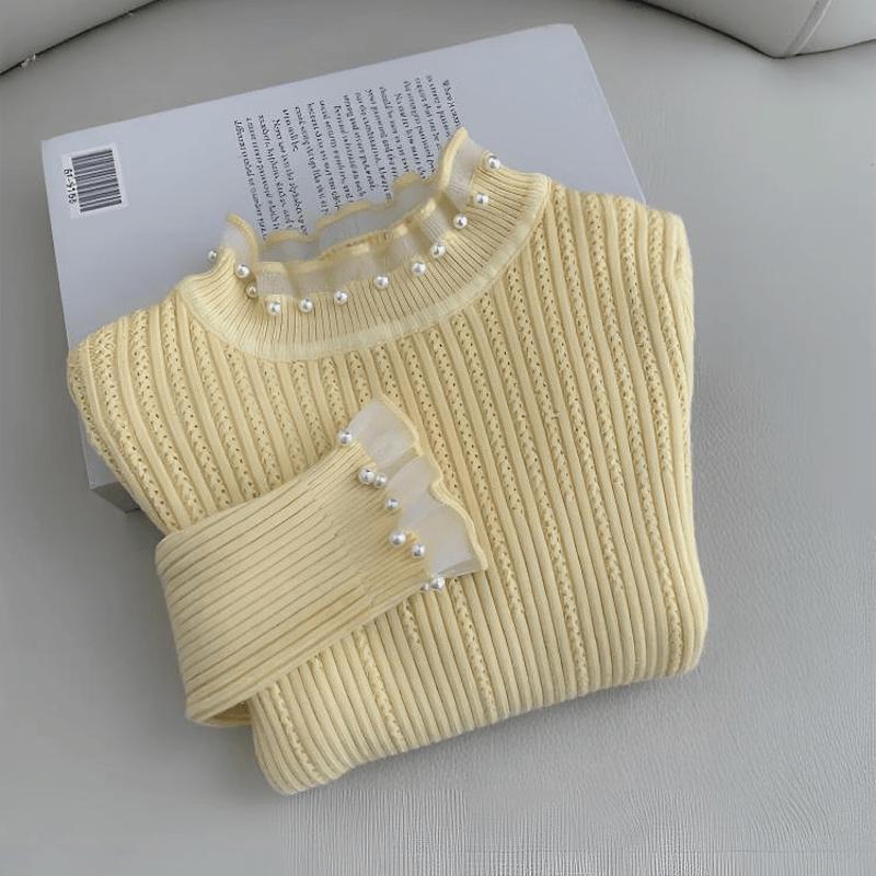 MIMIHELLO Girls  Lace Semi-High Collar Knit Sweater 110cm