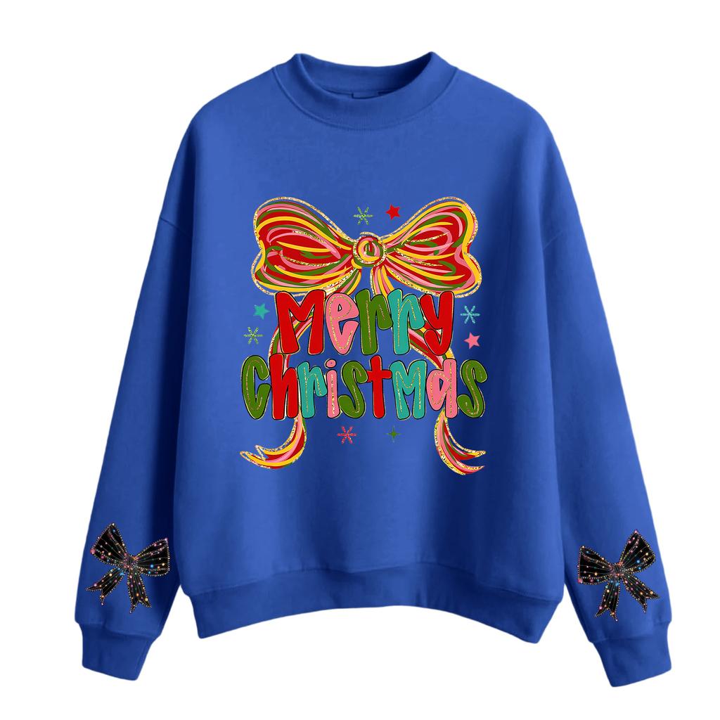 Women's Fashion Casual Round Neck Long Sleeve Christmas Printed Sweatshirt